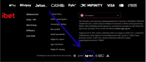 Eksempel på lisensinformasjon i footer
