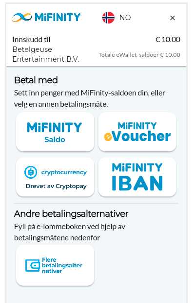 Betalingstester, MiFinity, innskudd 4