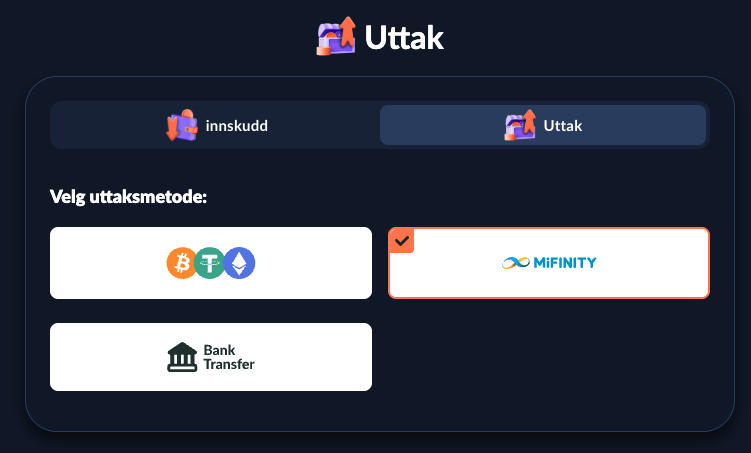 Betalingstester, MiFinity, uttak 1