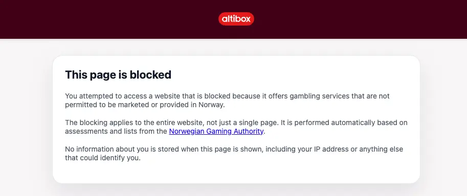 Eksempel på blokkert DNS-side.