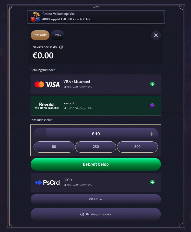 Revolut innskudd 1