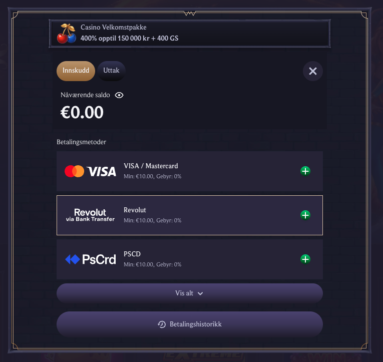 Revolut innskudd 2